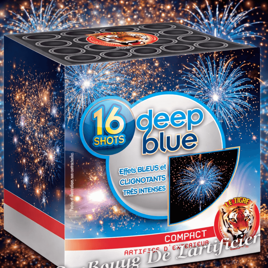 P151528 - Compact DEEP BLUE – 16 Coups Mosaïques Bleues et Étoiles Blanches Clignotantes