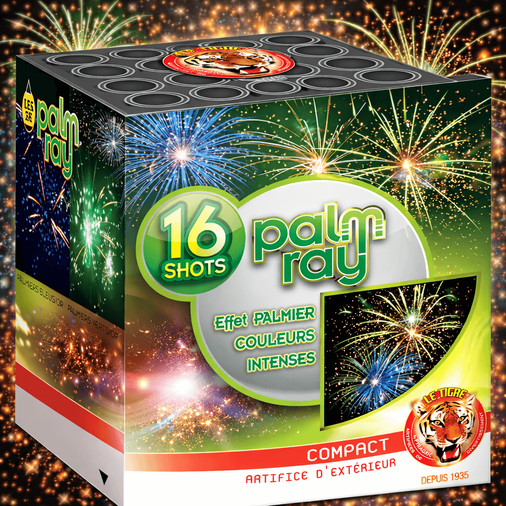 Compact PALM RAY – 16 Coups Palmiers Bleus et Verts Clignotants