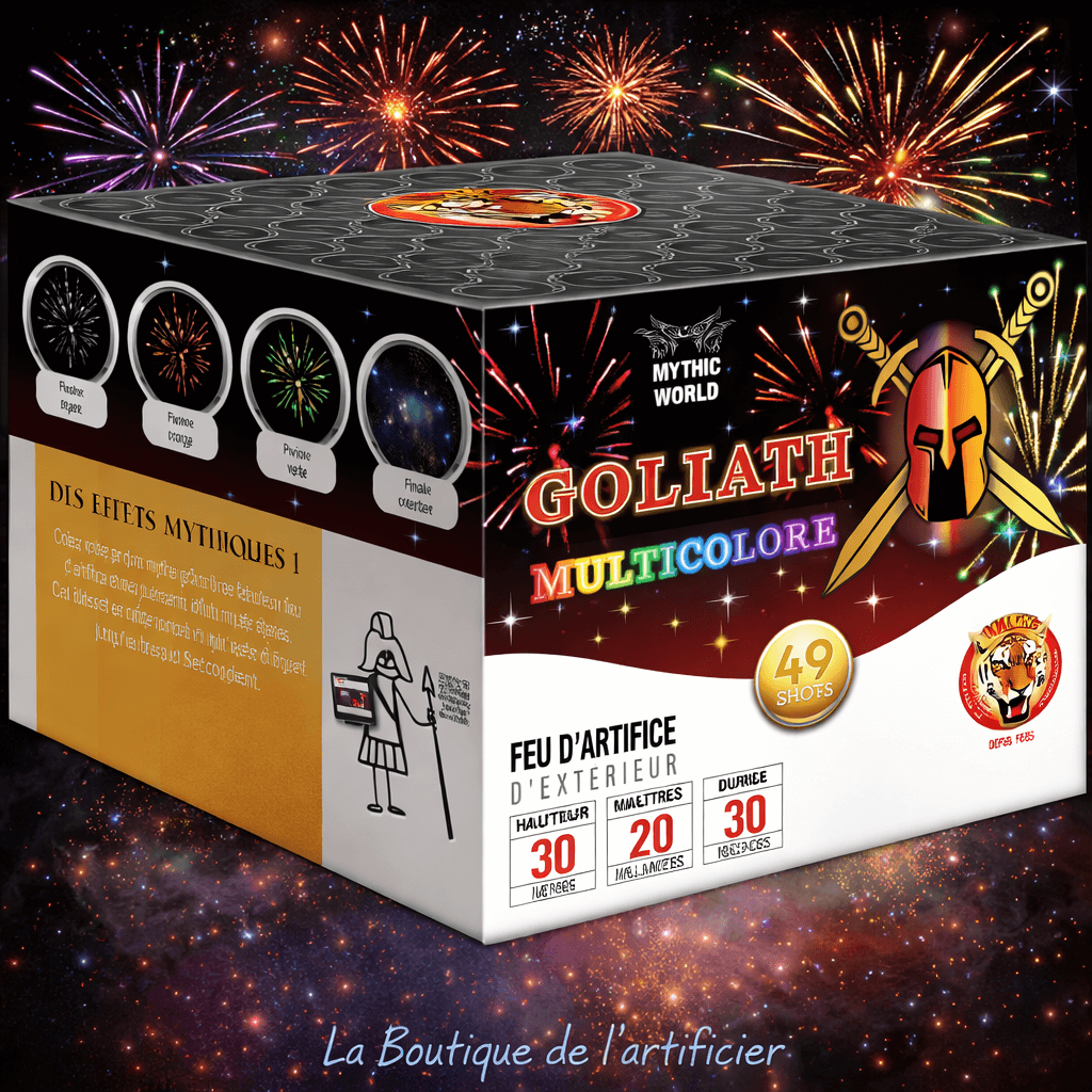 Compact GOLIATH MULTICO – 49 Coups Bombettes Multicolores Crépitantes