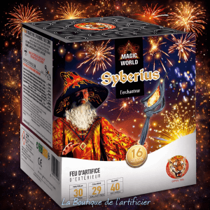 P162116 - Compact SYBERIUS – 16 Shots Effets Bleus Saphir et Kamuro Or Argent