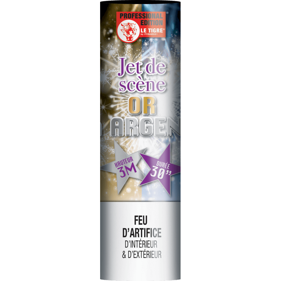 P166133 - Jet de Scène 3 Mètres 30 Secondes Or & Argent – Effet Double Étincelles