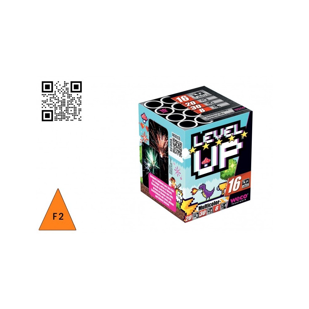 Batterie Level Up 16 tirs 30m pas cher | Feu d’artifice rapide | La Boutique de l’Artificier