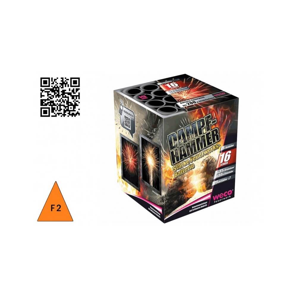 Batterie Dampfhammer 16 tirs 19mm pas cher | Feu d’artifice puissant | La Boutique de l’Artificier
