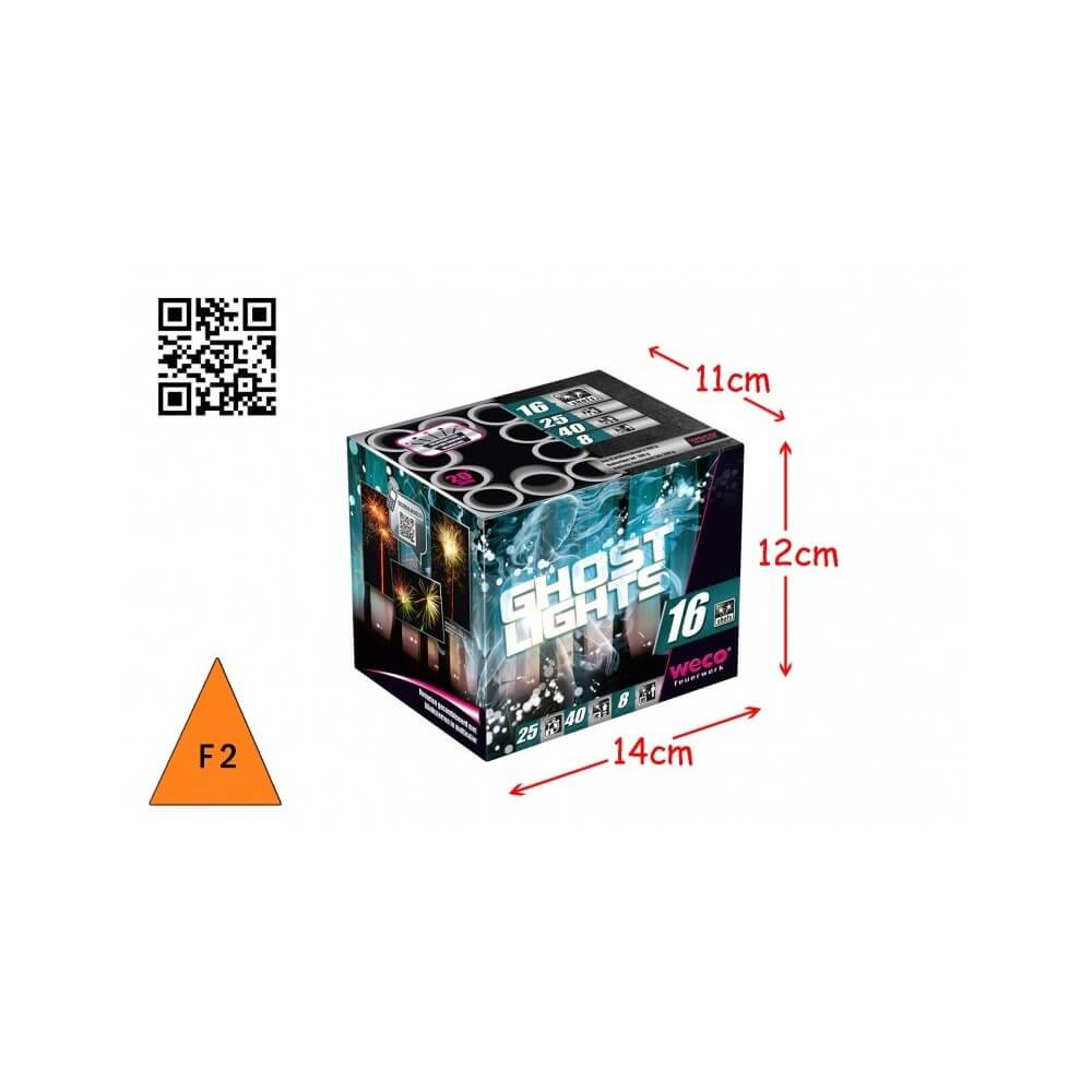 Batterie Ghost Lights 16 tirs 20mm 40m pas cher | Feu d’artifice puissant | La Boutique de l’Artificier