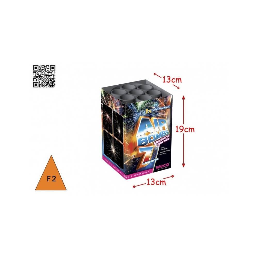 Air Bombs 7 coups prélogés 29mm 50m pas cher | Effet pro | La Boutique de l’Artificier