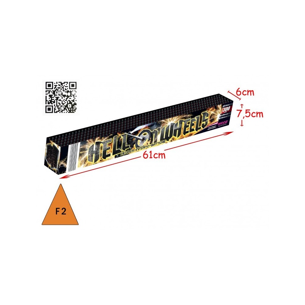 Batterie Hell On Wheels 300 tirs pas cher | Effet mitraillette | La Boutique de l’Artificier