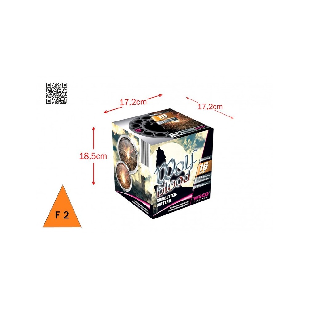 Batterie WOLF BLOOD 16 tirs 25mm pas cher | La Boutique de l’Artificier
