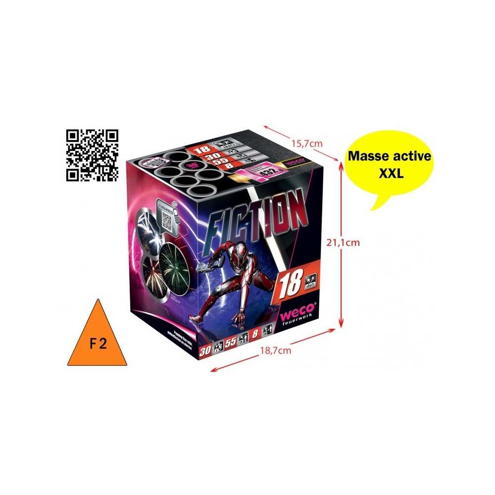 Batterie Fiction 18 départs 30 mm pas cher - La Boutique de l’Artificier