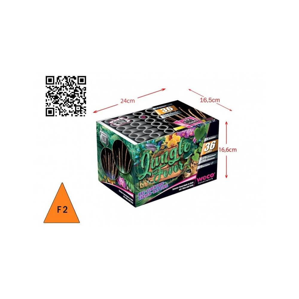 Batterie Jungle Fever 36 départs 20 mm pas cher - La Boutique de l’Artificier
