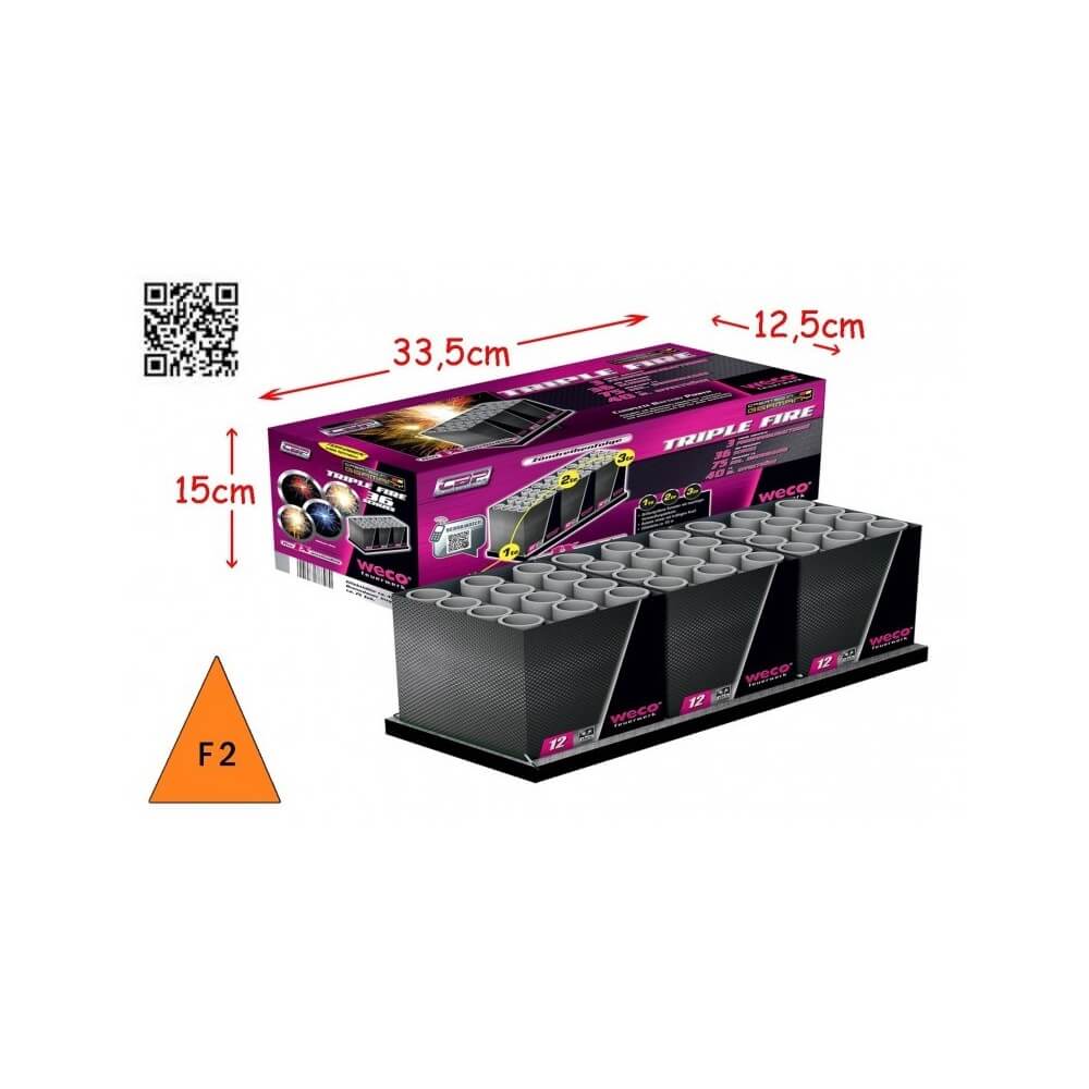 Batterie Triple Fire 36 tirs 20 mm pas cher | La Boutique de l’Artificier