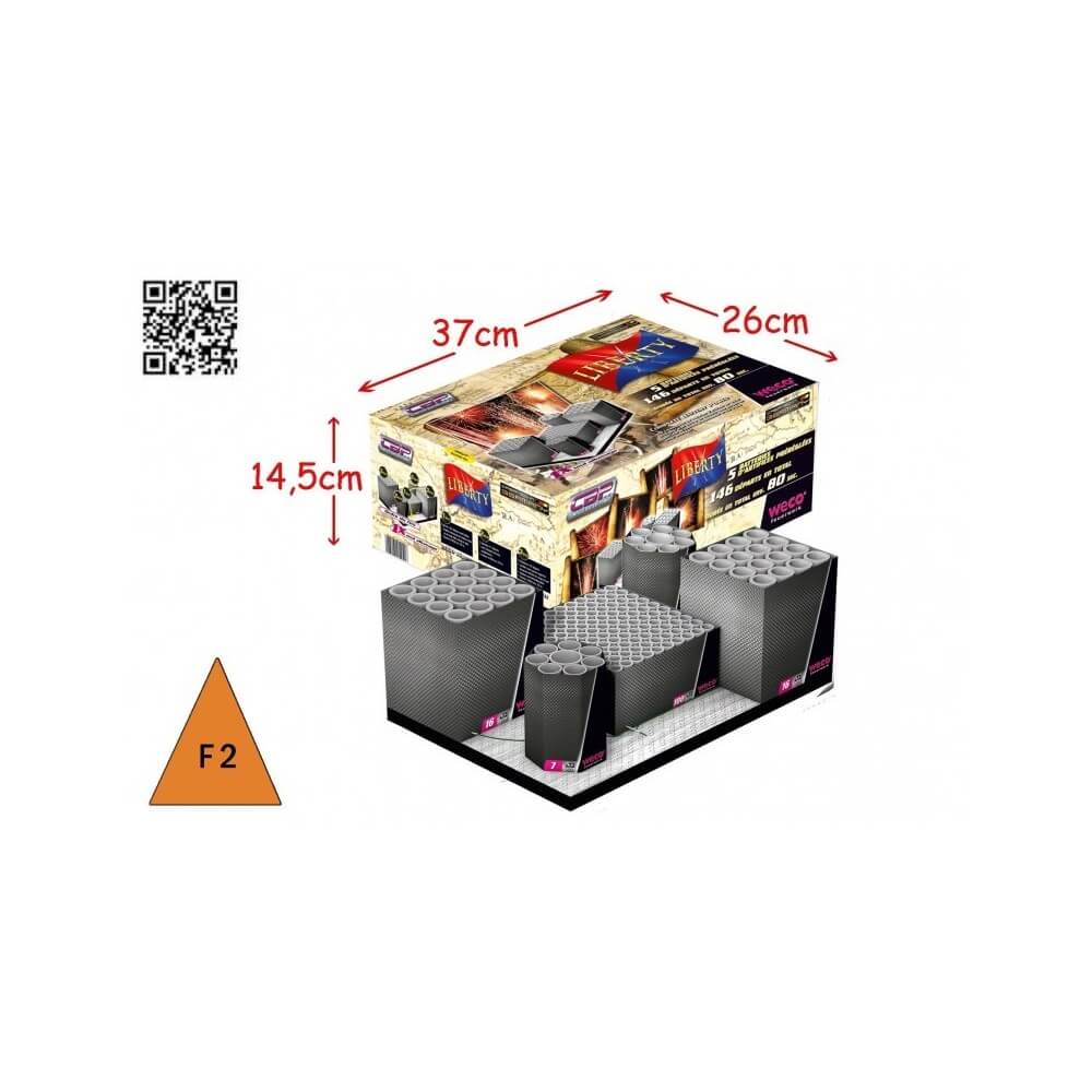 Batterie Liberty 146 tirs 18 mm pas cher | La Boutique de l’Artificier