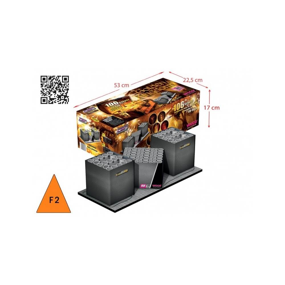 Batterie Golden Kingdom 106 tirs 20 mm – 50 mètres - La Boutique De L'artificier