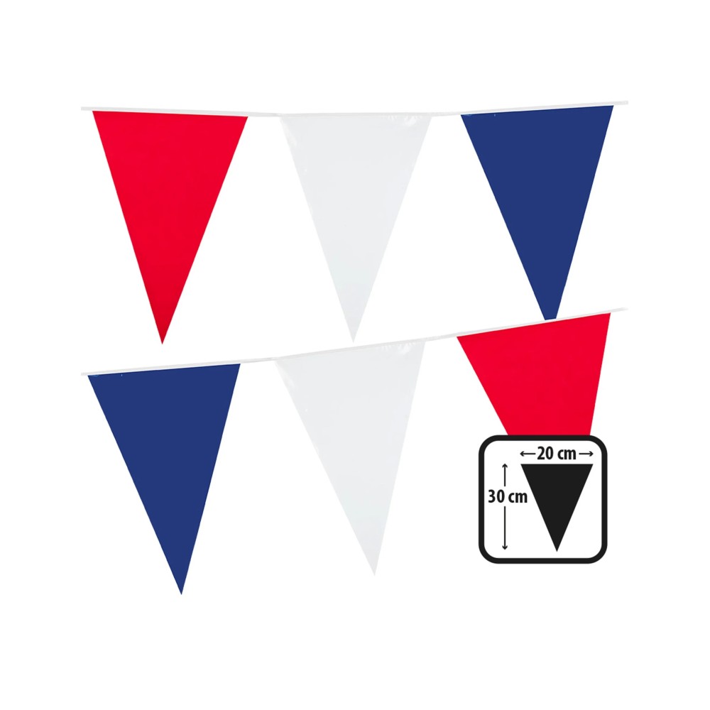 Guirlande Fanions Bleu Blanc Rouge 10 m 20x30 cm pas cher | Fiesta Factory