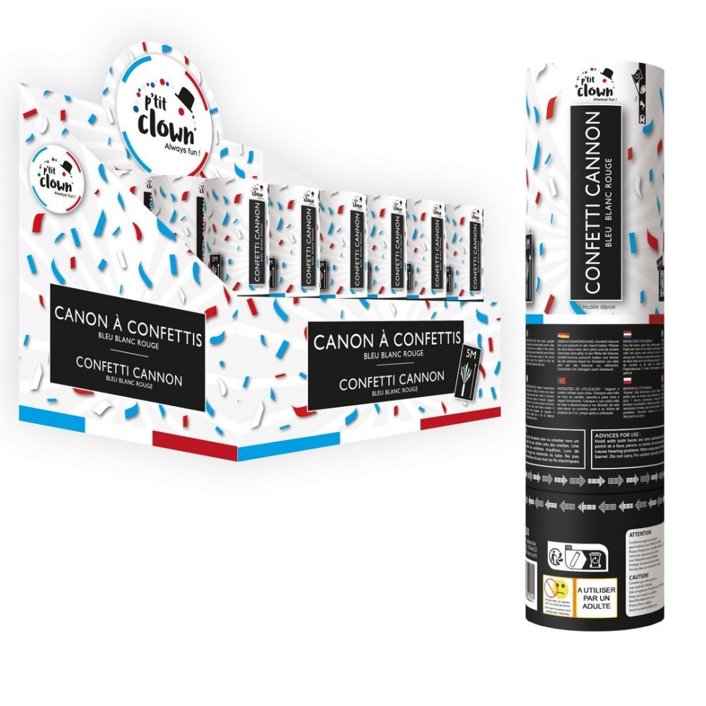 Canon à Confettis Papier 20 cm Bleu Blanc Rouge - La Boutique De L'artificier