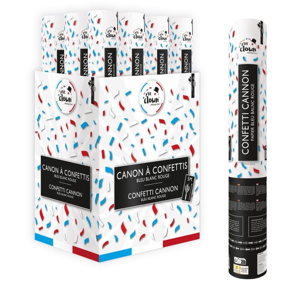 Canon à Confettis Papier 40 cm Bleu Blanc Rouge - La Boutique De L'artificier