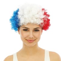 Perruque courte frisée - bleu, blanc, rouge - La Boutique De L'artificier