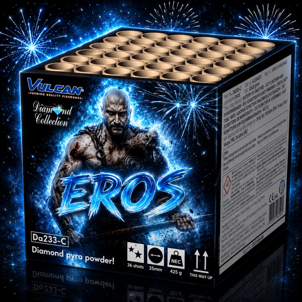 Compact Eros 36 coups - Feu d'artifice à étoiles clignotantes et double crépitant