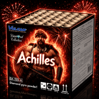 Compact Achilles 36 coups - Feu d'artifice crossettes rouges et étoiles multicolores