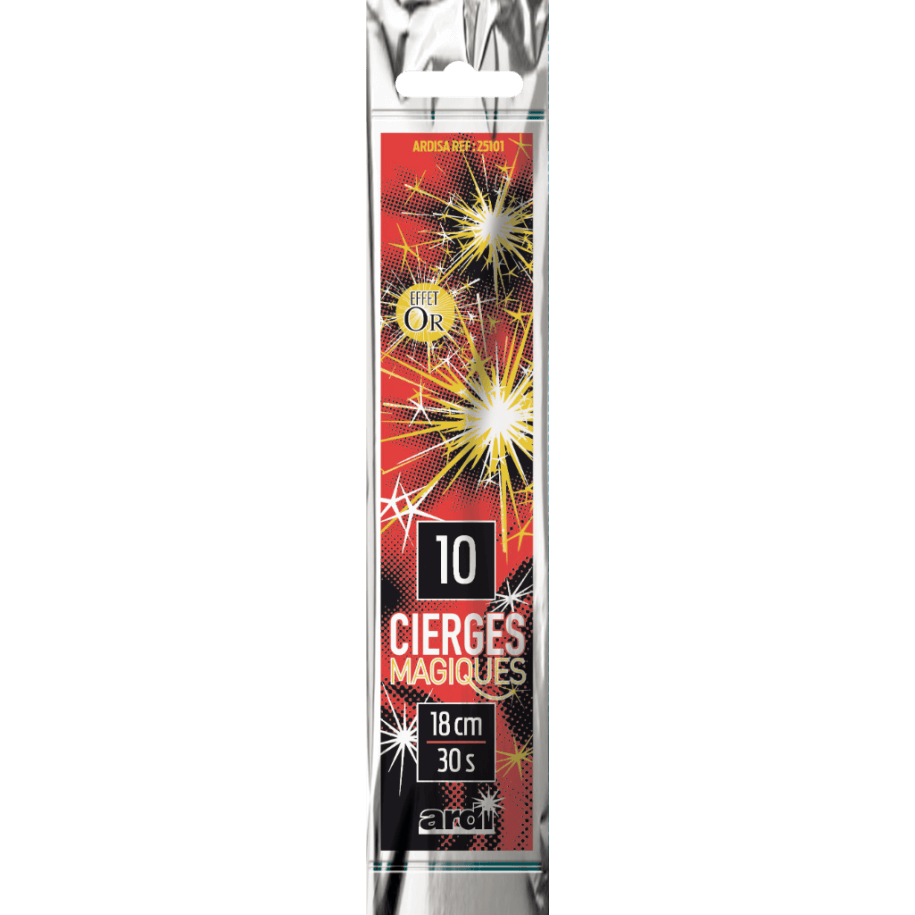 25101 - 10 CIERGES MAGIQUES 16 cm - SACHET