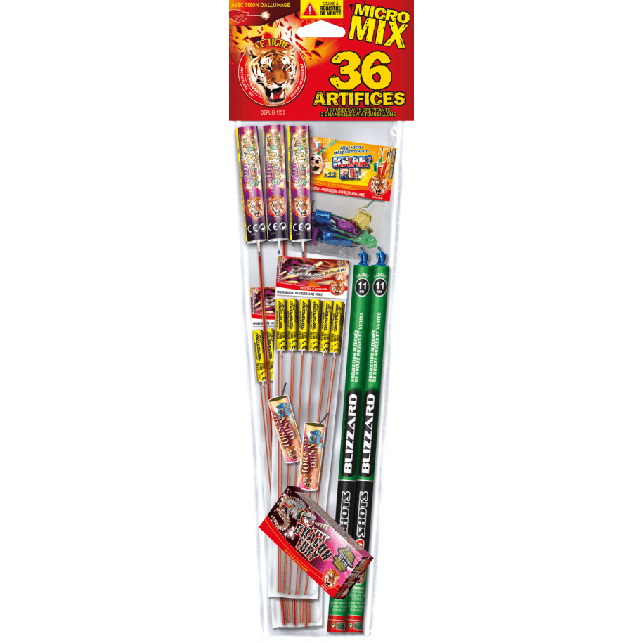 P166338 - MICRO MIX – Assortiment Best Of de 38 Artifices Le Tigre F2