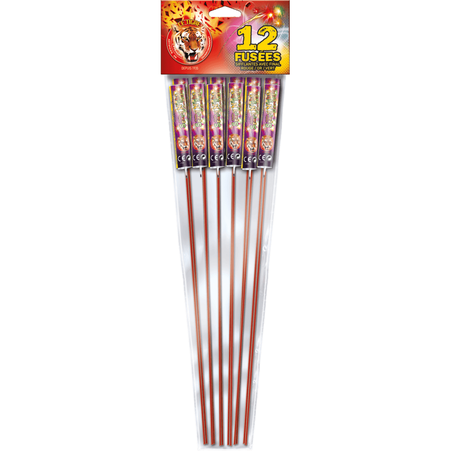 P152341 - Stary Night – Lot de 12 Fusées Sifflantes Final Rouge Or Vert F2