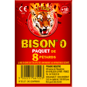P166122 - Bison N°0 – Paquet de 8 Pétards Sonores Le Tigre Pyragric F2