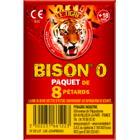 P166122 - Bison N°0 – Paquet de 8 Pétards Sonores Le Tigre Pyragric F2