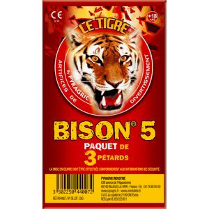 P166194 - Bison N°5 – Paquet de 3 Gros Pétards Énervés Le Tigre Pyragric F3