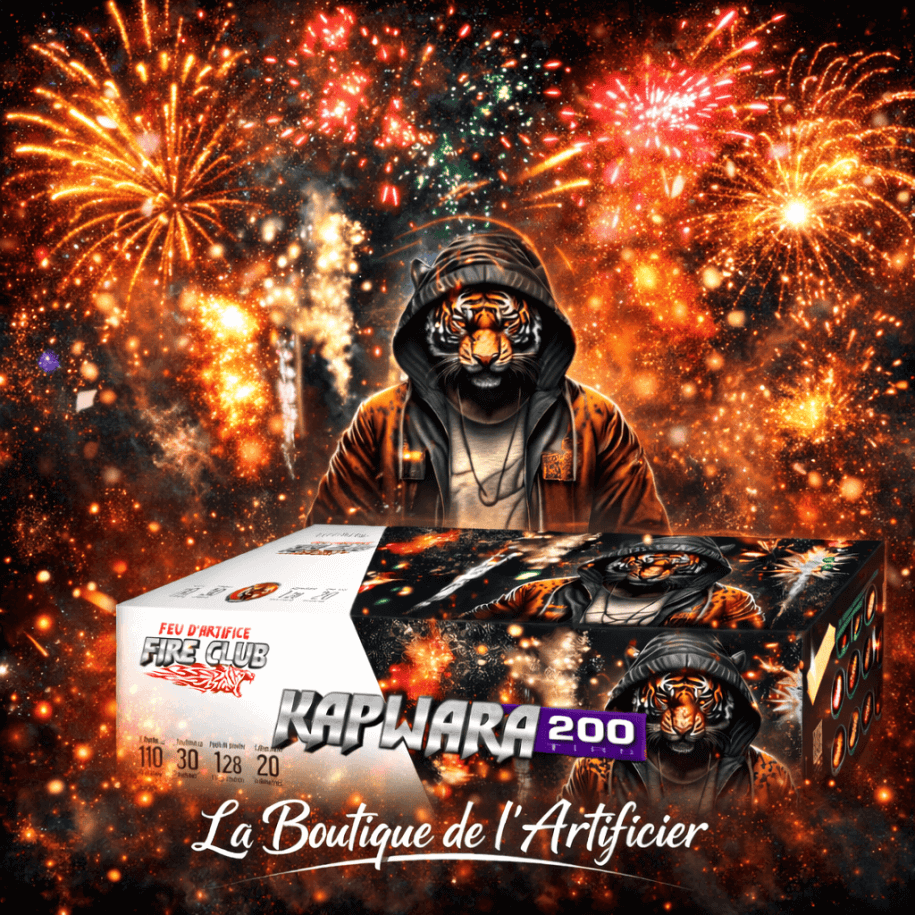 P167053 - Feu automatique Fire Club Kapwara 200 tirs – Batterie palmiers et kamuro final crépitant F2