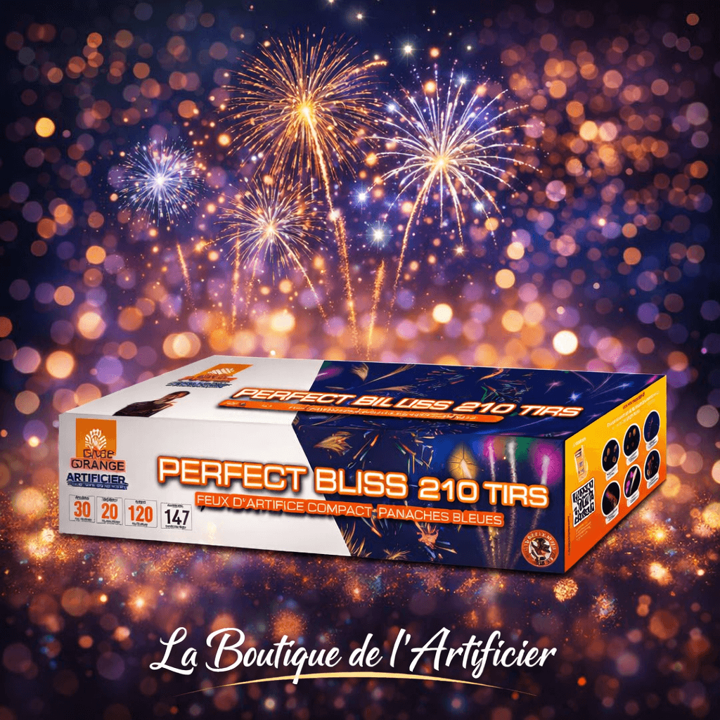 Feu automatique Perfect Bliss 210 tirs – 120 sec – Batterie éventail Soft Power F2