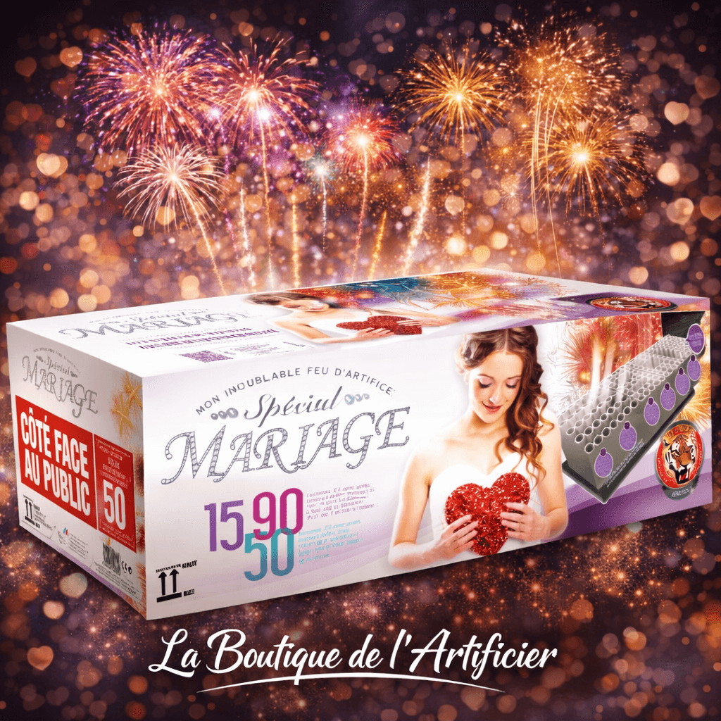 Feu d’artifice spécial Mariage 152 tirs – 90 sec – Batterie prestige F3