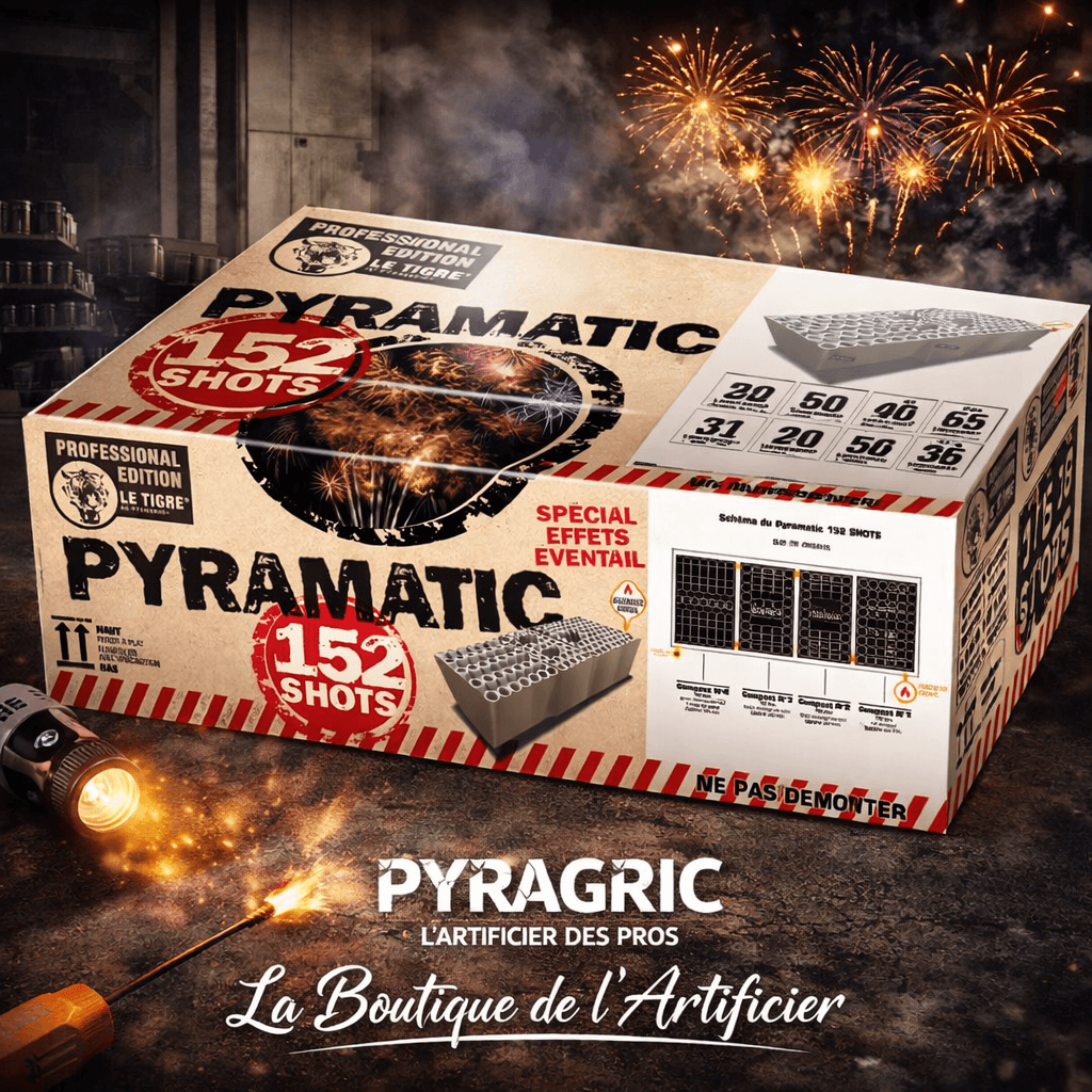 Feu d’artifice automatique Pyramatic 152 tirs – 90 sec – Batterie spectacle F3