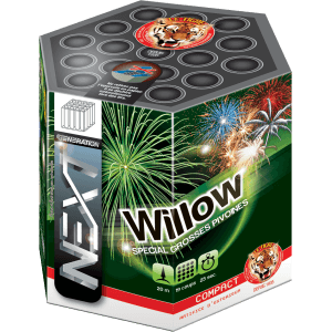 P151517 - Compact WILLOW – 19 Coups Pivoines Colorées avec Bouquet Final Crépitant Doré